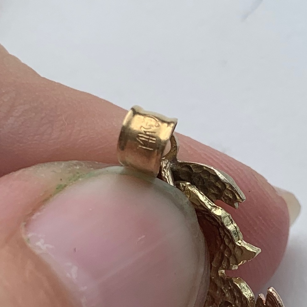 Tri-Color 14 KT Gold Chick in Egg Charm Pendant - Picture 3 of 3
